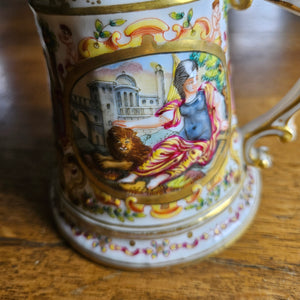 Naples Capodimonte Porcelain Stein or Tankard Antique Victorian