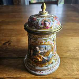 Naples Capodimonte Porcelain Stein or Tankard Antique Victorian