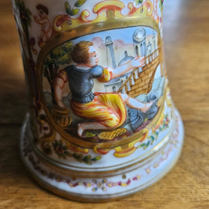 Naples Capodimonte Porcelain Stein or Tankard Antique Victorian
