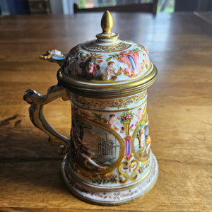 Naples Capodimonte Porcelain Stein or Tankard Antique Victorian