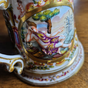 Naples Capodimonte Porcelain Stein or Tankard Antique Victorian