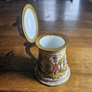 Naples Capodimonte Porcelain Stein or Tankard Antique Victorian