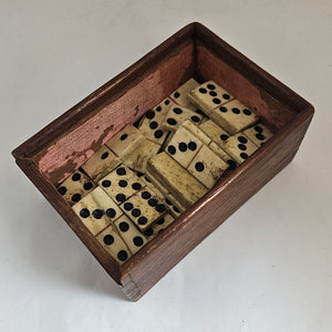 Napoleonic Prisoner of War Set of Bone and Mahogany Game Domino Antique Georgian c1820