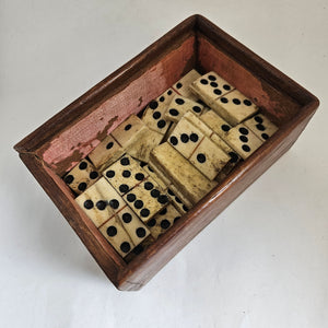 Napoleonic Prisoner of War Set of Bone and Mahogany Game Domino Antique Georgian c1820