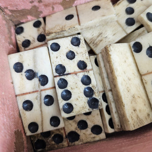 Napoleonic Prisoner of War Set of Bone and Mahogany Game Domino Antique Georgian c1820