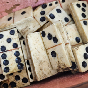 Napoleonic Prisoner of War Set of Bone and Mahogany Game Domino Antique Georgian c1820