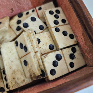 Napoleonic Prisoner of War Set of Bone and Mahogany Game Domino Antique Georgian c1820