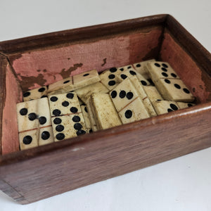 Napoleonic Prisoner of War Set of Bone and Mahogany Game Domino Antique Georgian c1820