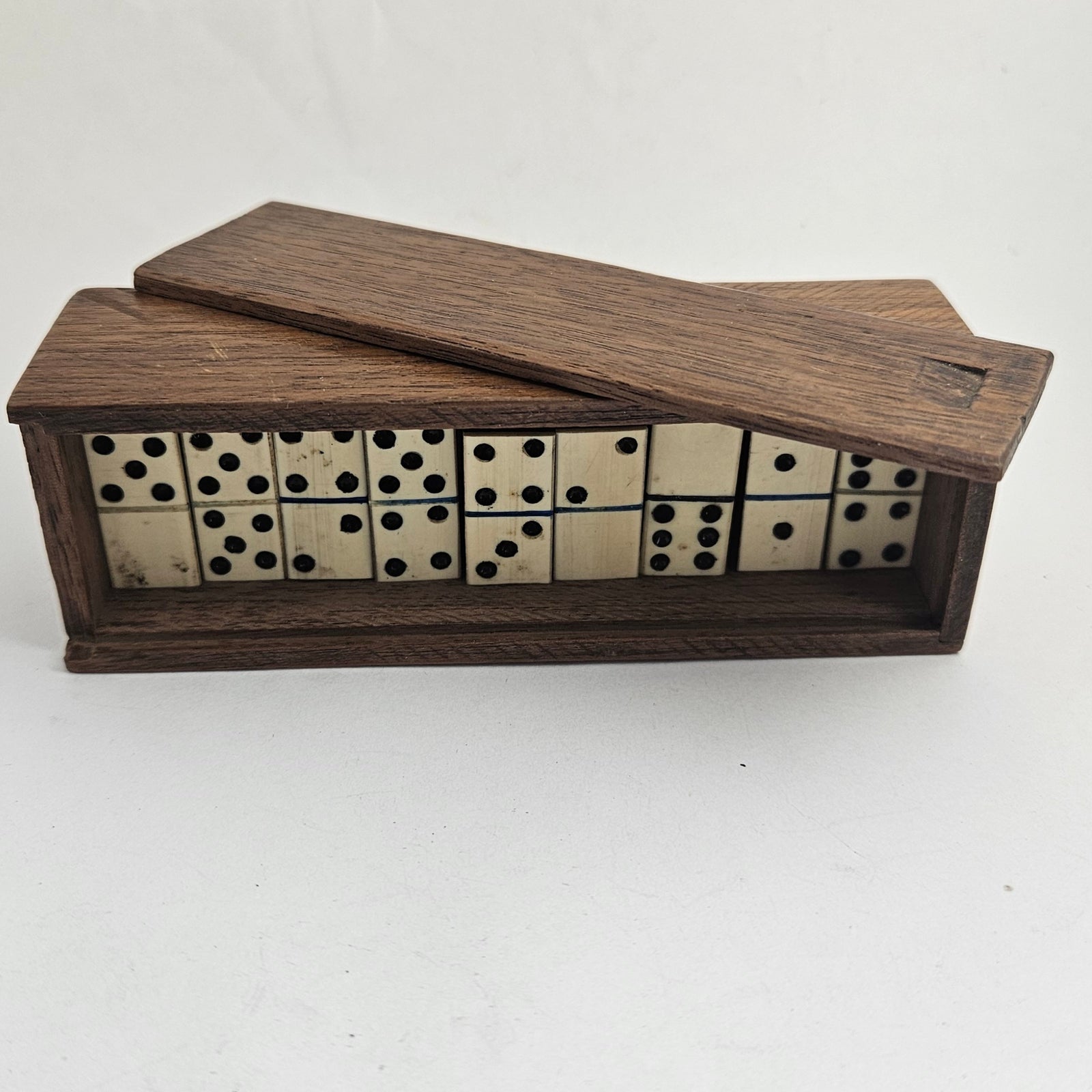 Napoleonic Prisoner of War Style Set of Bone and Mahogany Game Domino Antique Victorian