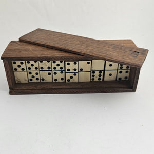 Napoleonic Prisoner of War Style Set of Bone and Mahogany Game Domino Antique Victorian