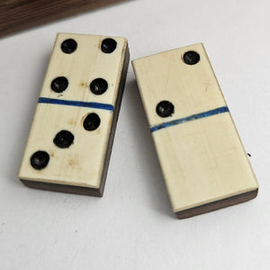 Napoleonic Prisoner of War Style Set of Bone and Mahogany Game Domino Antique Victorian