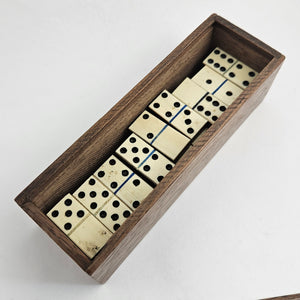 Napoleonic Prisoner of War Style Set of Bone and Mahogany Game Domino Antique Victorian