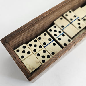 Napoleonic Prisoner of War Style Set of Bone and Mahogany Game Domino Antique Victorian