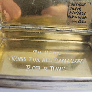 Old Vienna Sterling Silver Snuff Box Antique Georgian