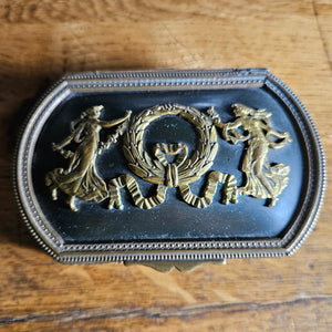 Palais Royale Metal Trinket Box Antique Victorian c1890