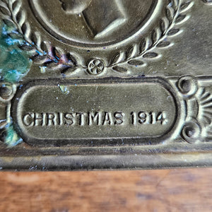 WWI 1914 Queen Mary Christmas Tin Gilded Brass Antique