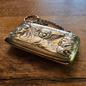 Reynold's Cherubs English Sterling Silver Ladies Purse Bag by Henry Matthews Antique Edwardian 1902
