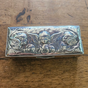 Reynold's Cherubs English Sterling Silver Jewellery Ring Box by William Comyns & Sons Antique Edwardian