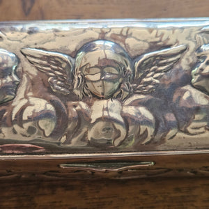 Reynold's Cherubs English Sterling Silver Jewellery Ring Box by William Comyns & Sons Antique Edwardian