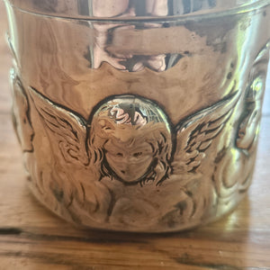 Reynold's Cherubs English Sterling Silver Vanity Pot or Jar by William Comyns & Sons Antique Edwardian