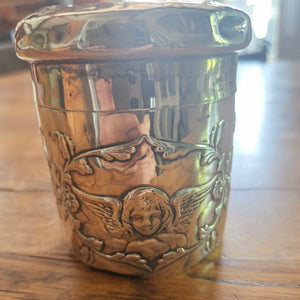 Reynold's Cherubs English Sterling Silver Vanity Pot or Jar by William Comyns & Sons Antique Edwardian
