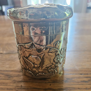 Reynold's Cherubs English Sterling Silver Vanity Pot or Jar by William Comyns & Sons Antique Edwardian