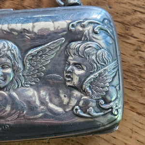 Reynold's Cherubs English Sterling Silver Ladies Purse Bag by Henry Matthews Antique Edwardian 1902