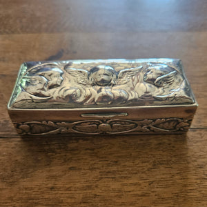 Reynold's Cherubs English Sterling Silver Jewellery Ring Box by William Comyns & Sons Antique Edwardian