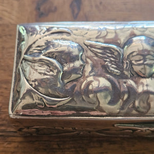 Reynold's Cherubs English Sterling Silver Jewellery Ring Box by William Comyns & Sons Antique Edwardian