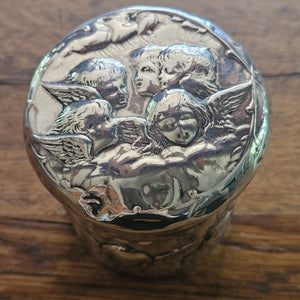 Reynold's Cherubs English Sterling Silver Vanity Pot or Jar by William Comyns & Sons Antique Edwardian