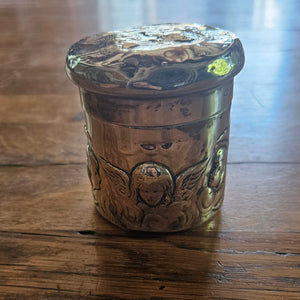 Reynold's Cherubs English Sterling Silver Vanity Pot or Jar by William Comyns & Sons Antique Edwardian