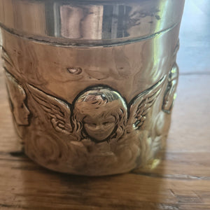 Reynold's Cherubs English Sterling Silver Vanity Pot or Jar by William Comyns & Sons Antique Edwardian
