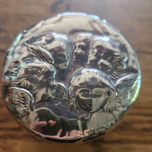 Reynold's Cherubs English Sterling Silver Vanity Pot or Jar by William Comyns & Sons Antique Edwardian