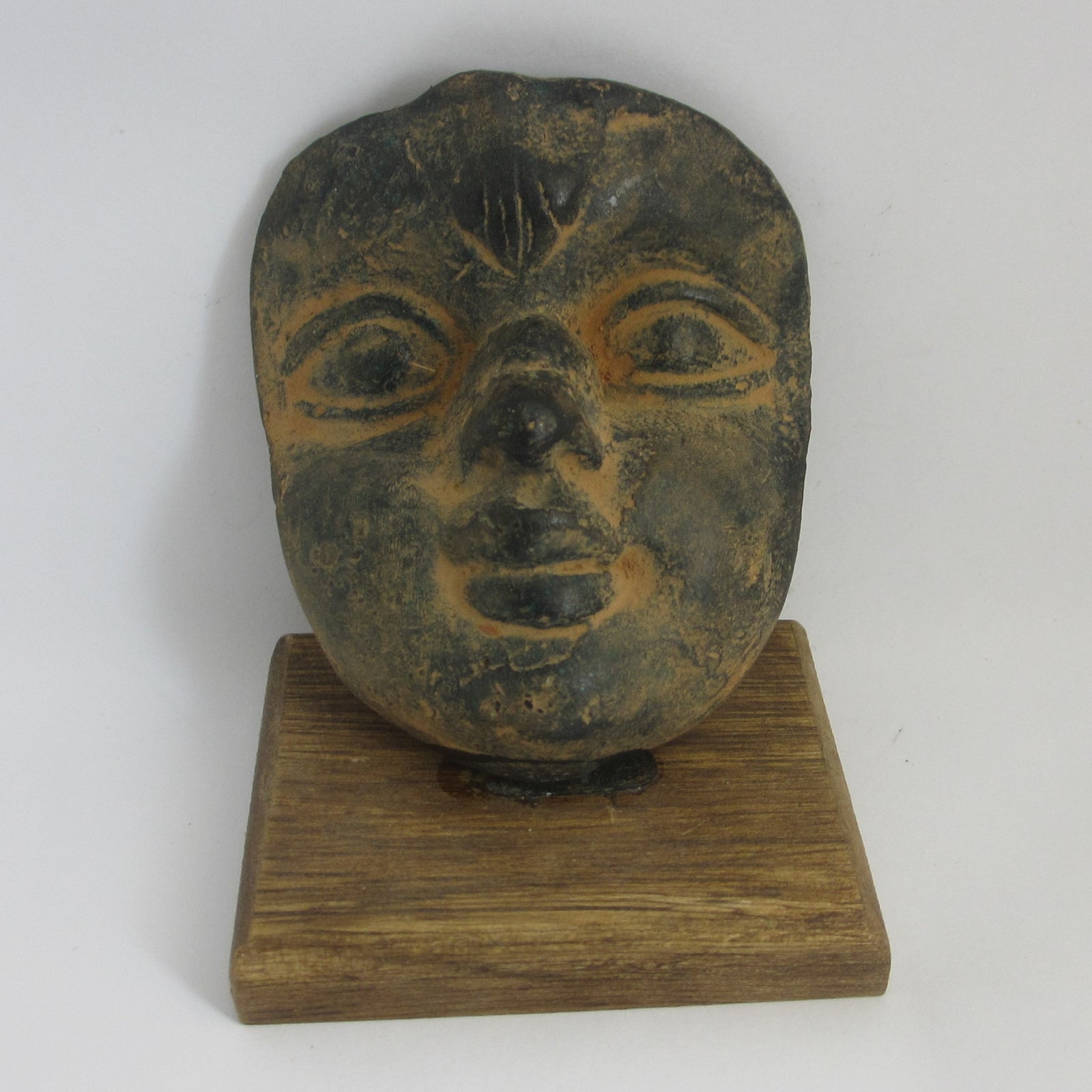 Antique Roman Bronze Face Sculpture