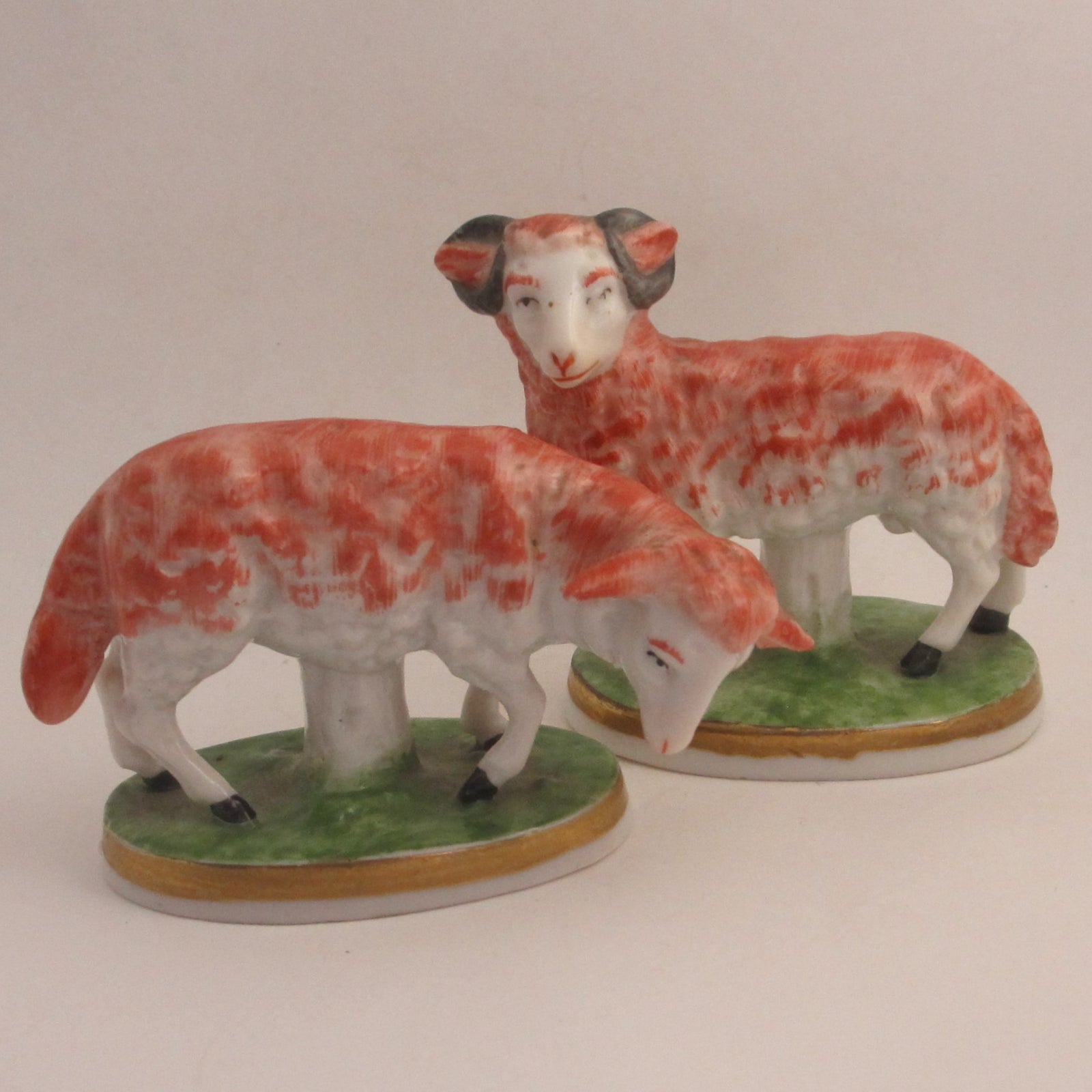 Pair of Samson of Paris Ceramic Sheep Figures Antique Victorian c1900