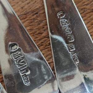Set of 6 Scottish Sterling Silver Serving Spoons by William Constable Antique Georgian