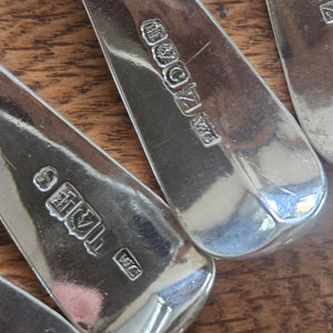 Set of 6 Scottish Sterling Silver Serving Spoons by William Constable Antique Georgian