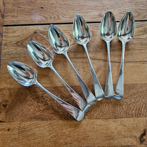 Set of 6 Scottish Sterling Silver Serving Spoons by William Constable Antique Georgian