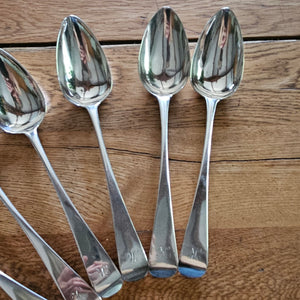 Set of 6 Scottish Sterling Silver Serving Spoons by William Constable Antique Georgian
