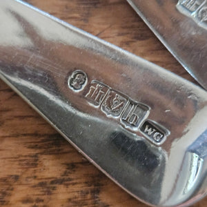 Set of 6 Scottish Sterling Silver Serving Spoons by William Constable Antique Georgian