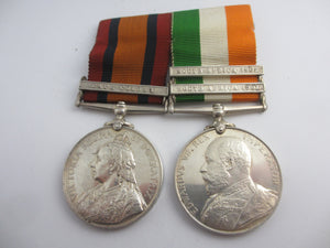 Second Boer War Queen's and King's South Africa Medal to Pte A. Bennett Sterling Silver Antique Victorian