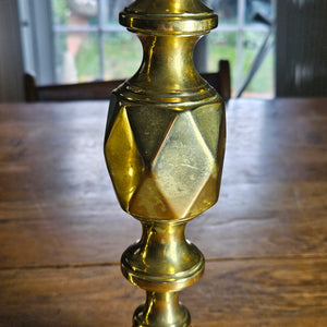Pair of The King of Diamonds Brass Candlesticks Antique Victorian