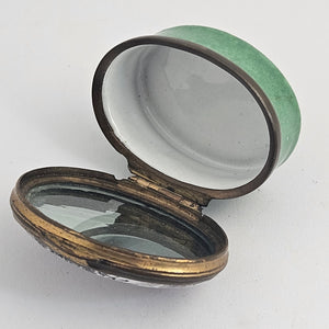 "A Token of Regard" Motto Bilston Enamel Patch Box Antique Georgian c1820