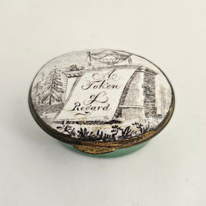 "A Token of Regard" Motto Bilston Enamel Patch Box Antique Georgian c1820