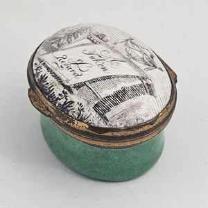 "A Token of Regard" Motto Bilston Enamel Patch Box Antique Georgian c1820