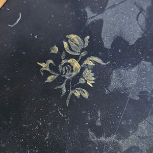 Floral Flower Toleware Double Money Box Antique Victorian c1880