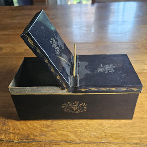 Floral Flower Toleware Double Money Box Antique Victorian c1880