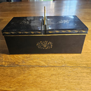 Floral Flower Toleware Double Money Box Antique Victorian c1880