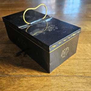 Floral Flower Toleware Double Money Box Antique Victorian c1880