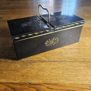 Floral Flower Toleware Double Money Box Antique Victorian c1880